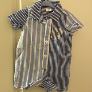 NWT Baby Gap Boy’s Mixed Blue & White Stripe Romper 0-3M